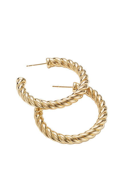 Sculpted Cable Hoop Earrings, 18k Yellow Gold